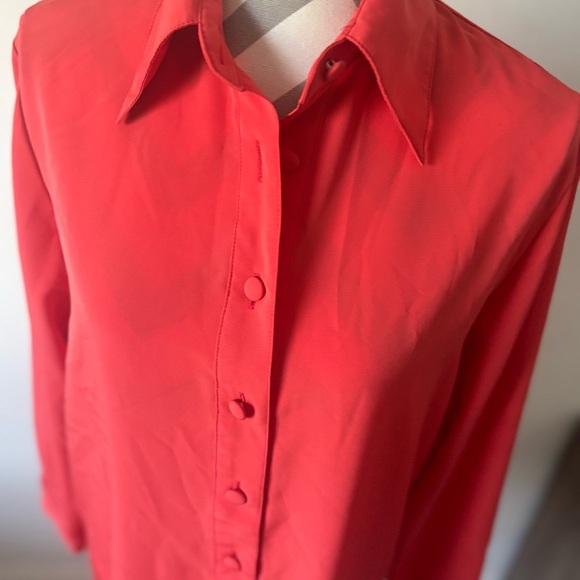 Women's Red Button-Up Blouse - Picture 2 of 4